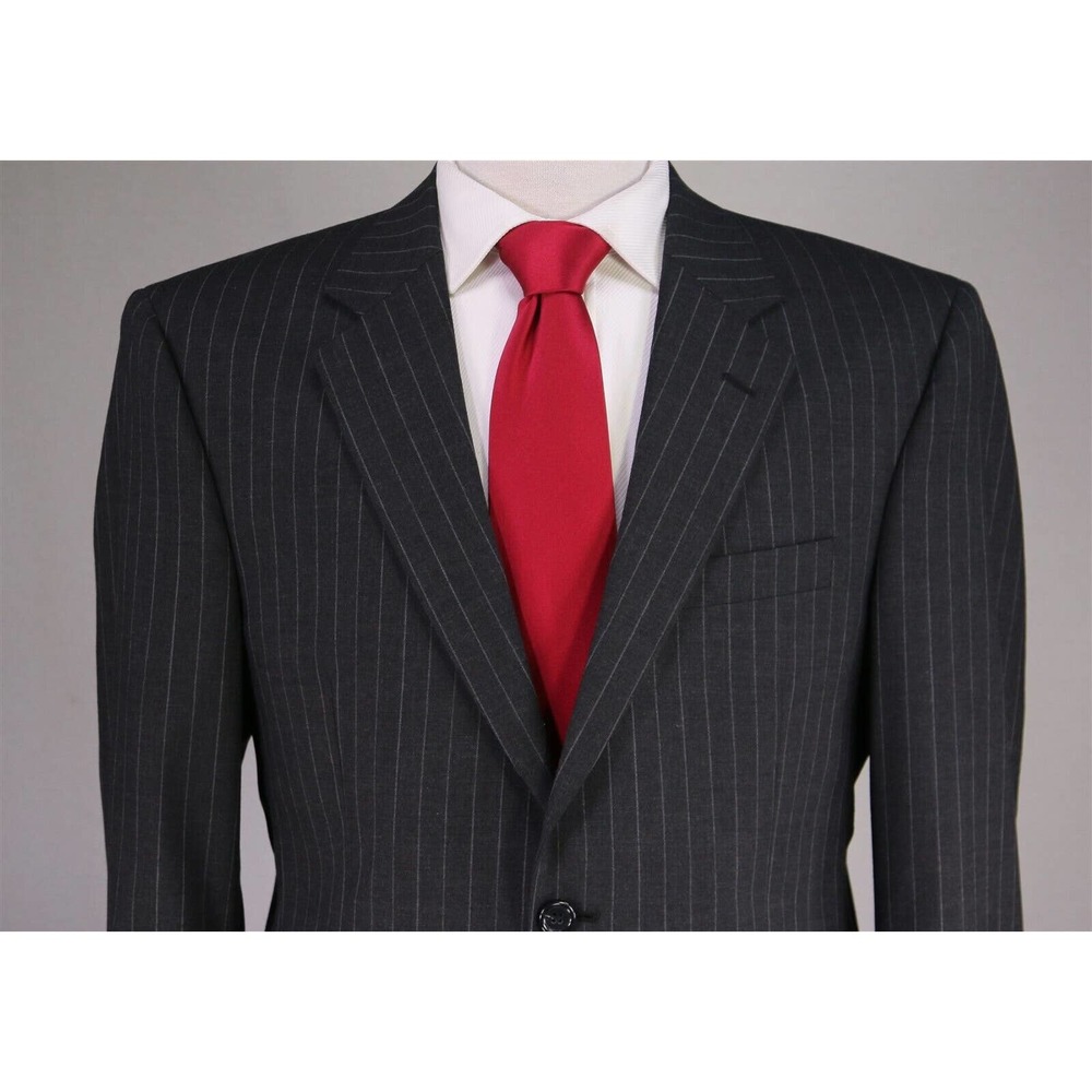 New! Jos A Bank Executive Collection Charcoal Gray Pinstripe 2-Btn Wool Suit 40S - Picture 3 of 10